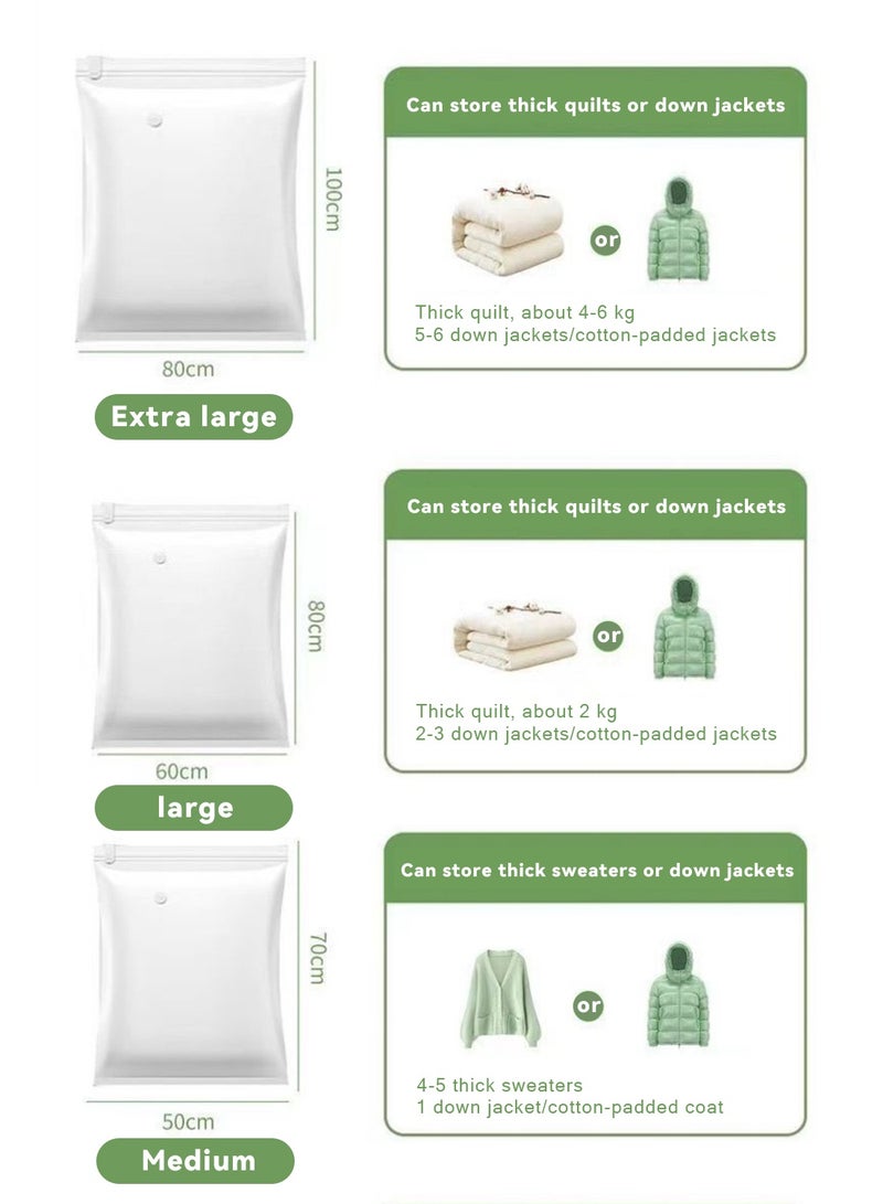 9 vacuum storage bags, reusable space-saving seal bags with manual pump, compression seal bags, suitable for quilts, blankets, clothes, pillows, travel (3 extra-large, 3 large, 3 medium) - Image 3
