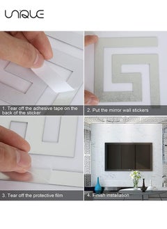 Unique 30Pcs DIY Mirror Stickers Wall Decals, Peel and Stick Mirror Tiles Borders, Removable Adhesive Wall Stickers for Home Art Room Bedroom Background Decoration (Silver)  - Image 3