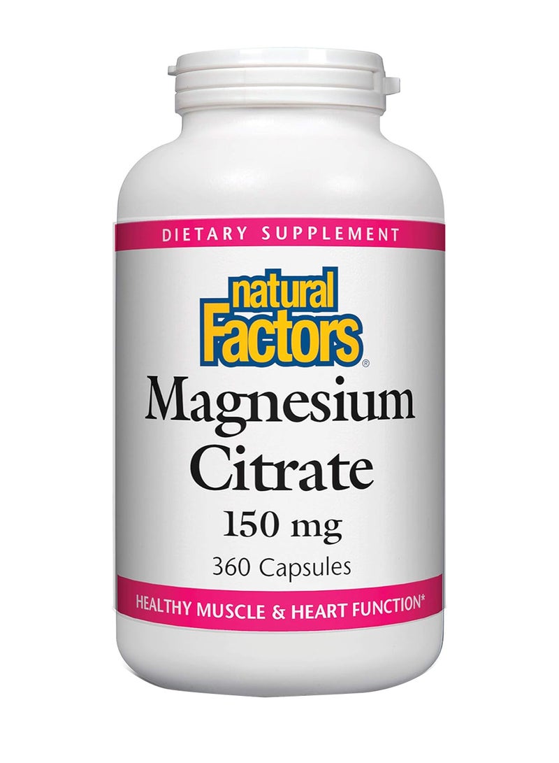 natural Factors Magnesium Citrate, 150 Mg, 360 Capsules - Image 1