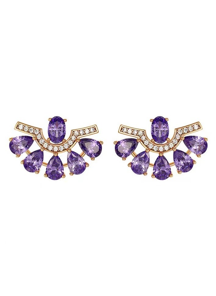 XUPING - Romantic Purple Flower Earrings Studs for Women Dangle Earrings Luxury Wedding Party Jewelry Gift - Image 1