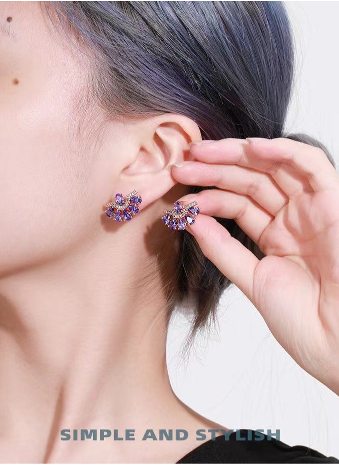 XUPING - Romantic Purple Flower Earrings Studs for Women Dangle Earrings Luxury Wedding Party Jewelry Gift - Image 1