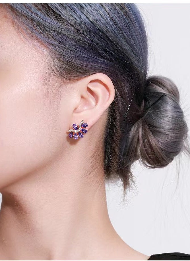 XUPING - Romantic Purple Flower Earrings Studs for Women Dangle Earrings Luxury Wedding Party Jewelry Gift - Image 1