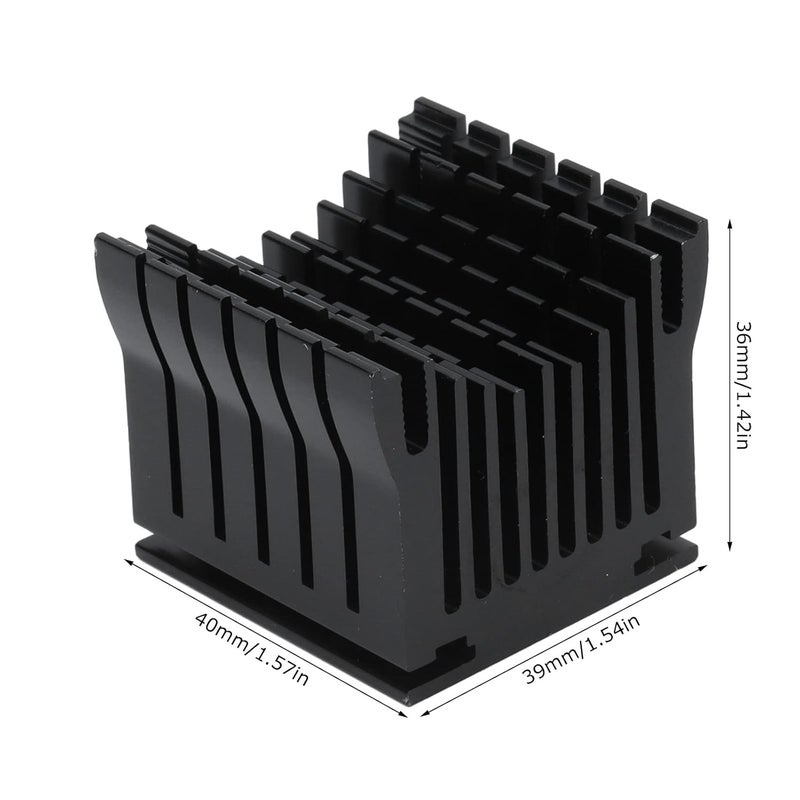 Premium Aluminium Heatsink Cooler Kit High Efficiency Cooling Solution with Anodized Surface for 3D Printer Motherboard and PC DIY Projects 2PCS 40x39x36mm (Black) - Image 4