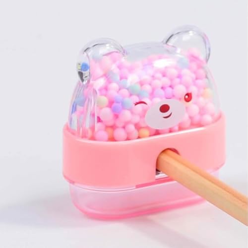 KRySt Cute Bear Manual Pencil Sharpener Set of 4 for Kids | Durable and Portable Cartoon Stationery with Dust Collector | Fun and Colorful Sharpeners for School and Home Use - Image 2