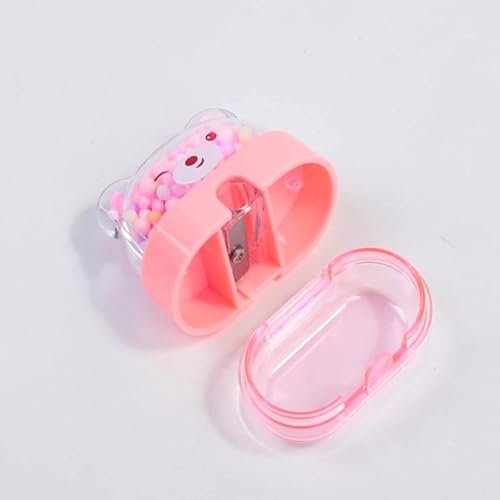 KRySt Cute Bear Manual Pencil Sharpener Set of 4 for Kids | Durable and Portable Cartoon Stationery with Dust Collector | Fun and Colorful Sharpeners for School and Home Use - Image 3