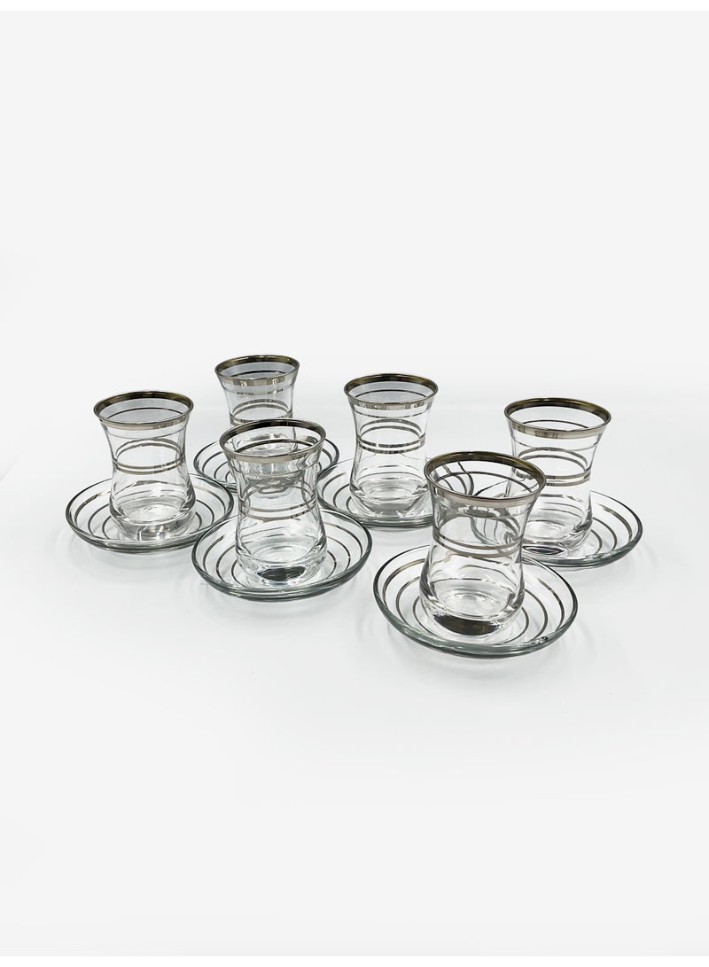 Acar Premium Turkish Tea Glass Set with Stylish Silver Accents – 6 Pieces | Made in Turkey - Image 1