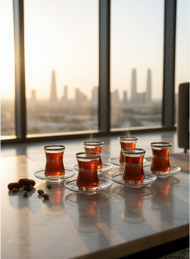Acar Premium Turkish Tea Glass Set with Stylish Silver Accents – 6 Pieces | Made in Turkey - Image 4