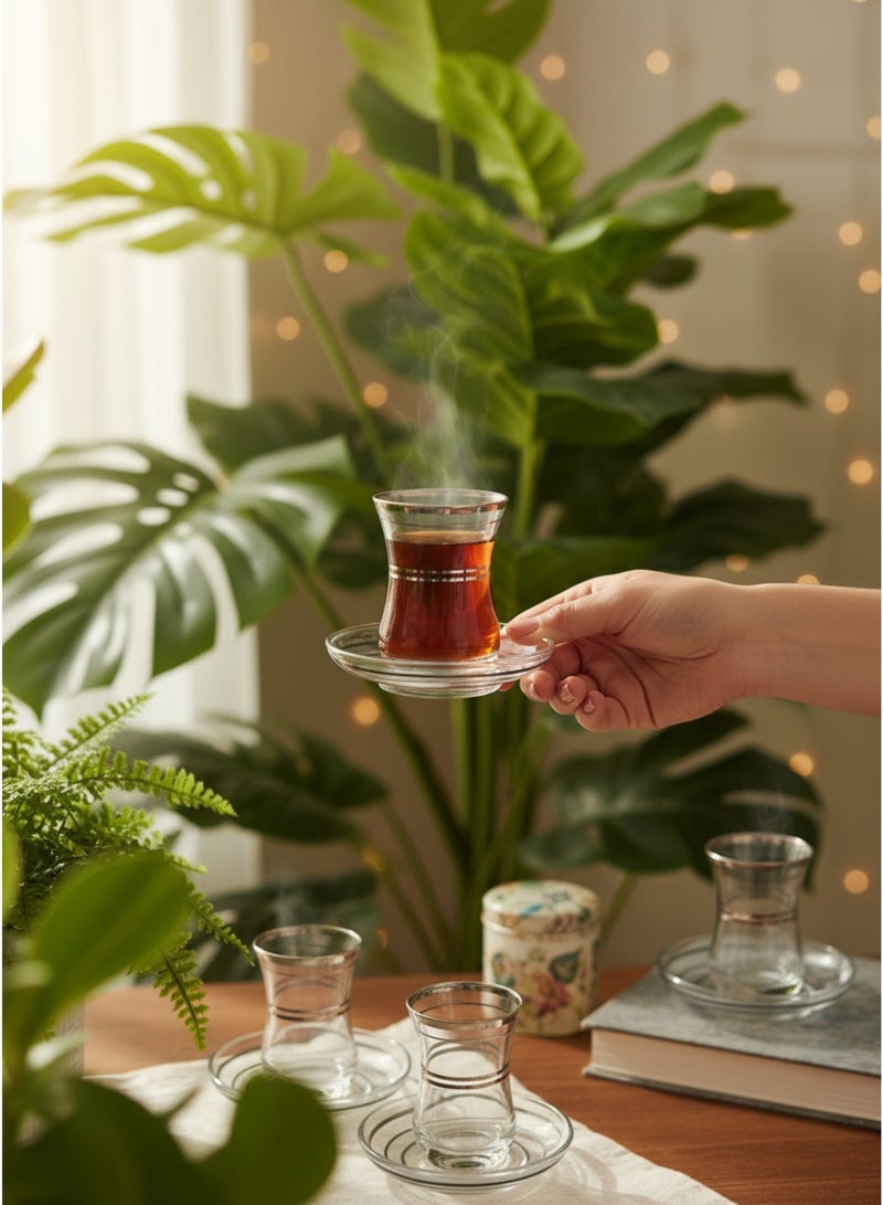 Acar Premium Turkish Tea Glass Set with Stylish Silver Accents – 6 Pieces | Made in Turkey - Image 3