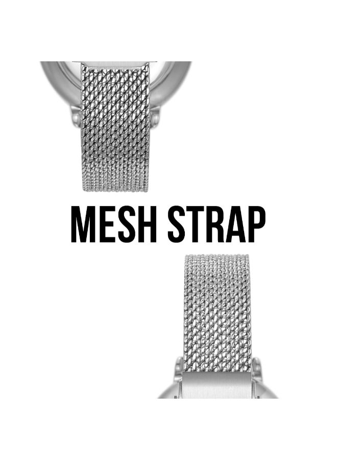 سلازنجر ساعة نسائية بعرض تناظري وسوار شبكي فضي - Image 5