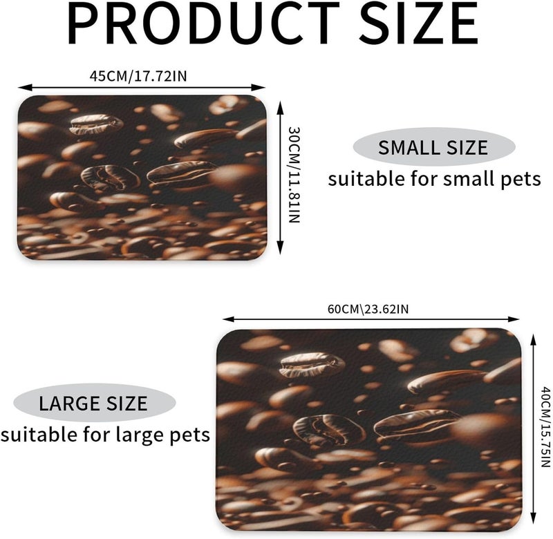 Dog Food Mat for Floors Absorbent Quick Drying Coffee Beans Rich Aromatic Pet Cat Food Mat Easy-to-Clean Pet Feeding Mats Dog Bowl Mats 18X12In - Image 2