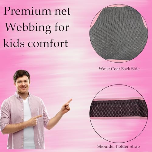 PAX PARROT Kids Safety Belt for Two Wheeler, Bike, Activa & Scotty – Backpack Style with Reflective Straps, Breathable Net, Deer Design, Double-Stitched for Durability (Pink) - Image 5