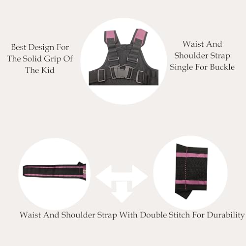 PAX PARROT Kids Safety Belt for Two Wheeler, Bike, Activa & Scotty – Backpack Style with Reflective Straps, Breathable Net, Deer Design, Double-Stitched for Durability (Pink) - Image 4