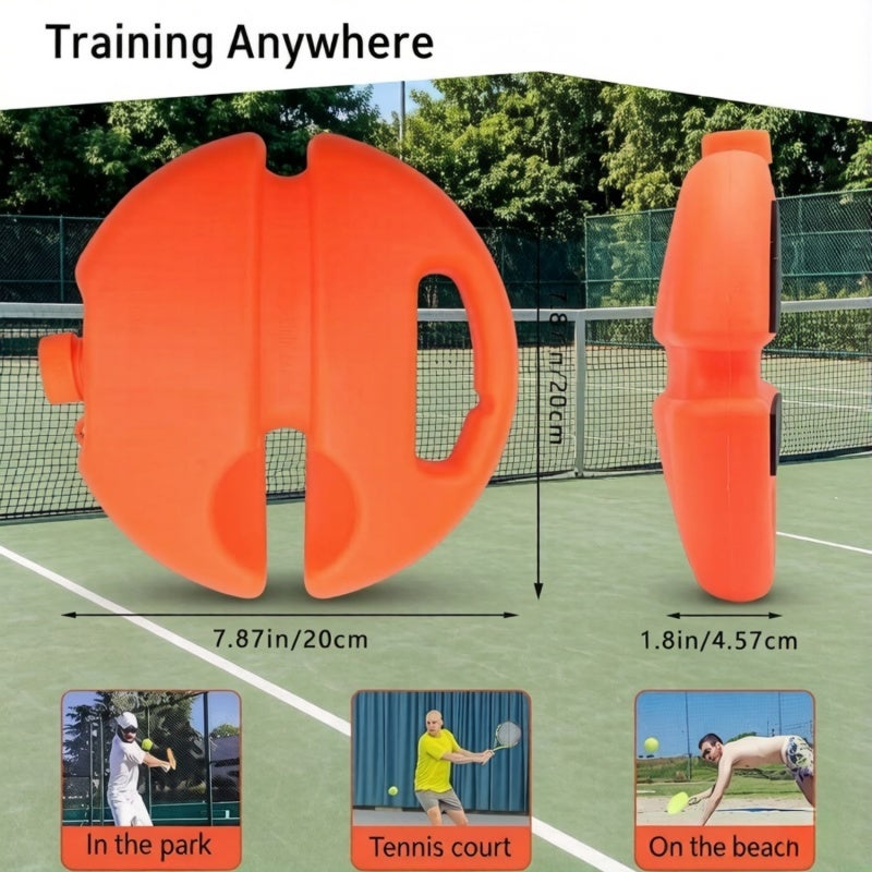 Tennis Ball Trainer: Orange Sturdy Plastic Base With High Elasticity Rope - Weightable Sand/Water Fill Design, Skill Improvement Aid for Solo Practice in Garden, Park - Image 2