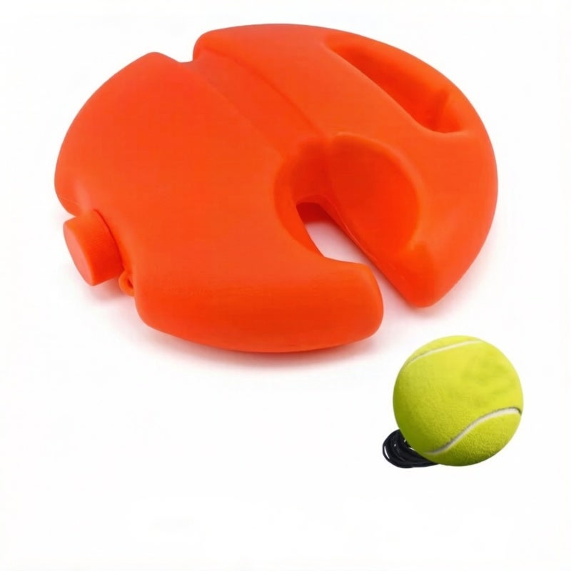 Tennis Ball Trainer: Orange Sturdy Plastic Base With High Elasticity Rope - Weightable Sand/Water Fill Design, Skill Improvement Aid for Solo Practice in Garden, Park - Image 1