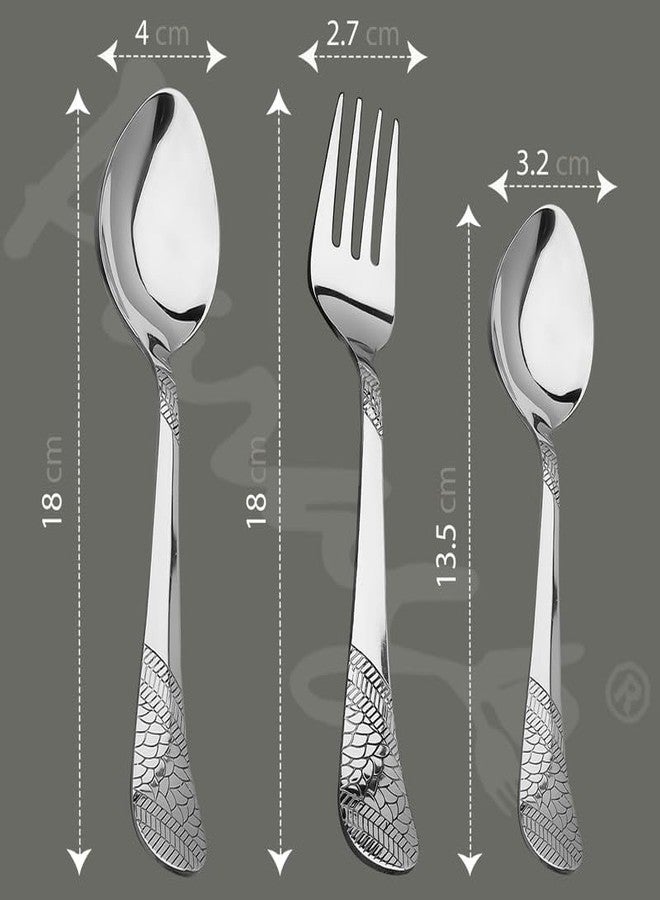 Parage 18 Pieces Premium Stainless Steel Cutlery Set, Home & Kitchen with Gift Box (6 Pieces Each Table Spoons, Table Forks & Tea Spoons) with Leatherite Box (Imperial Design) - Image 2