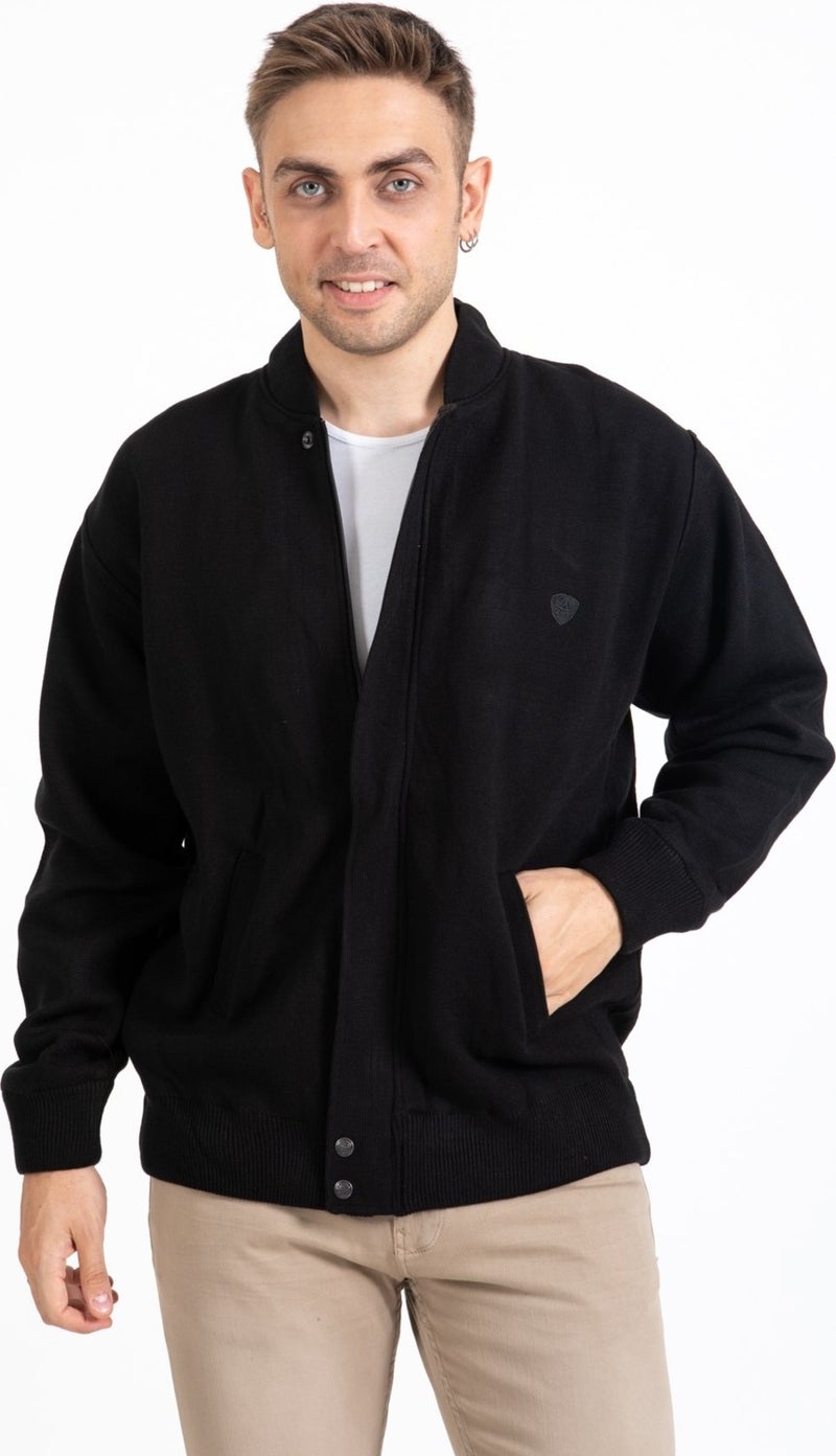 Mutlu City Men's Middle Age and Above Knitwear Lined Acrylic Zippered Winter Dad Cardigan 3065  - Image 2