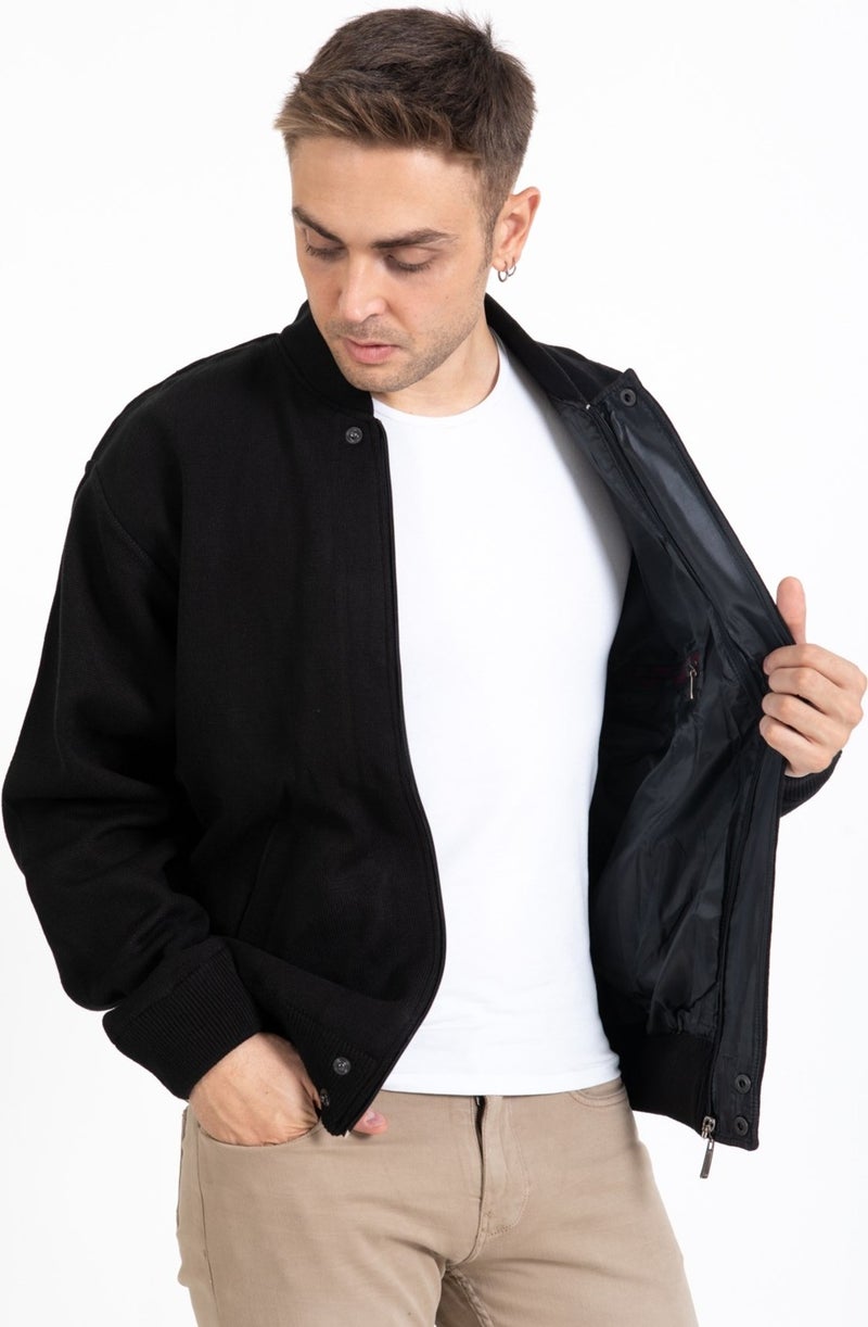 Mutlu City Men's Middle Age and Above Knitwear Lined Acrylic Zippered Winter Dad Cardigan 3065  - Image 3