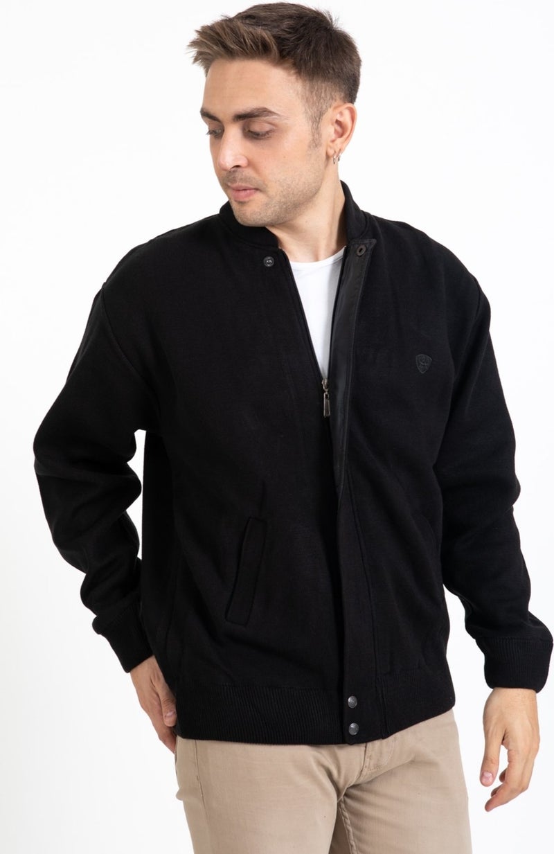 Mutlu City Men's Middle Age and Above Knitwear Lined Acrylic Zippered Winter Dad Cardigan 3065  - Image 1