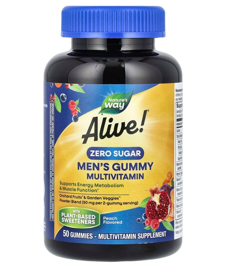 Alive! Men's Gummy Multivitamin Zero Sugar Peach 50 Gummies