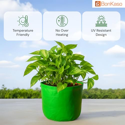 BonKaso Growbags 24 * 24 Pack of 4 Terrace/Kitchen Garden Vegetable Planting Pots, HDPE Fabric Leafy Fruits Growing Bag for All Vegetable Plants - Image 4