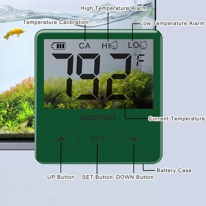 SENSTREE Aquarium Thermometer, Fish Tank Thermometer with Large LCD Display, Stick-on Tank Temp Sensor Ensures Accurate Reading, No Wires C/F Switch - Image 2