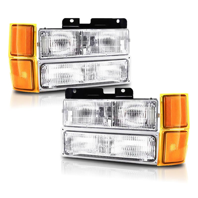 APSVE Headlights Assembly Compatible With 1994 1995 1996 1997 1998 OBS Chevy Silverado C/K 1500 2500 3500 Suburban , 95-99 Tahoe Headlamp w/ Bumper Light ,Factory Style - Image 1