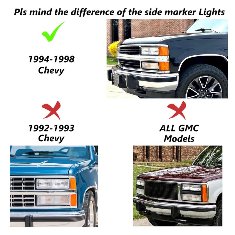 APSVE Headlights Assembly Compatible With 1994 1995 1996 1997 1998 OBS Chevy Silverado C/K 1500 2500 3500 Suburban , 95-99 Tahoe Headlamp w/ Bumper Light ,Factory Style - Image 4