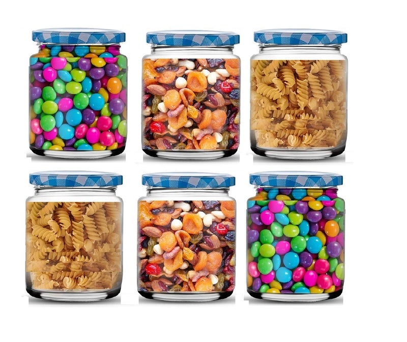 Ash  Roh Ash & Roh® - Clear Glass Jar And Container With Air Tight Lid Storage of Spices and Dry Fruit (200 ML ROUND, 6) - Image 1