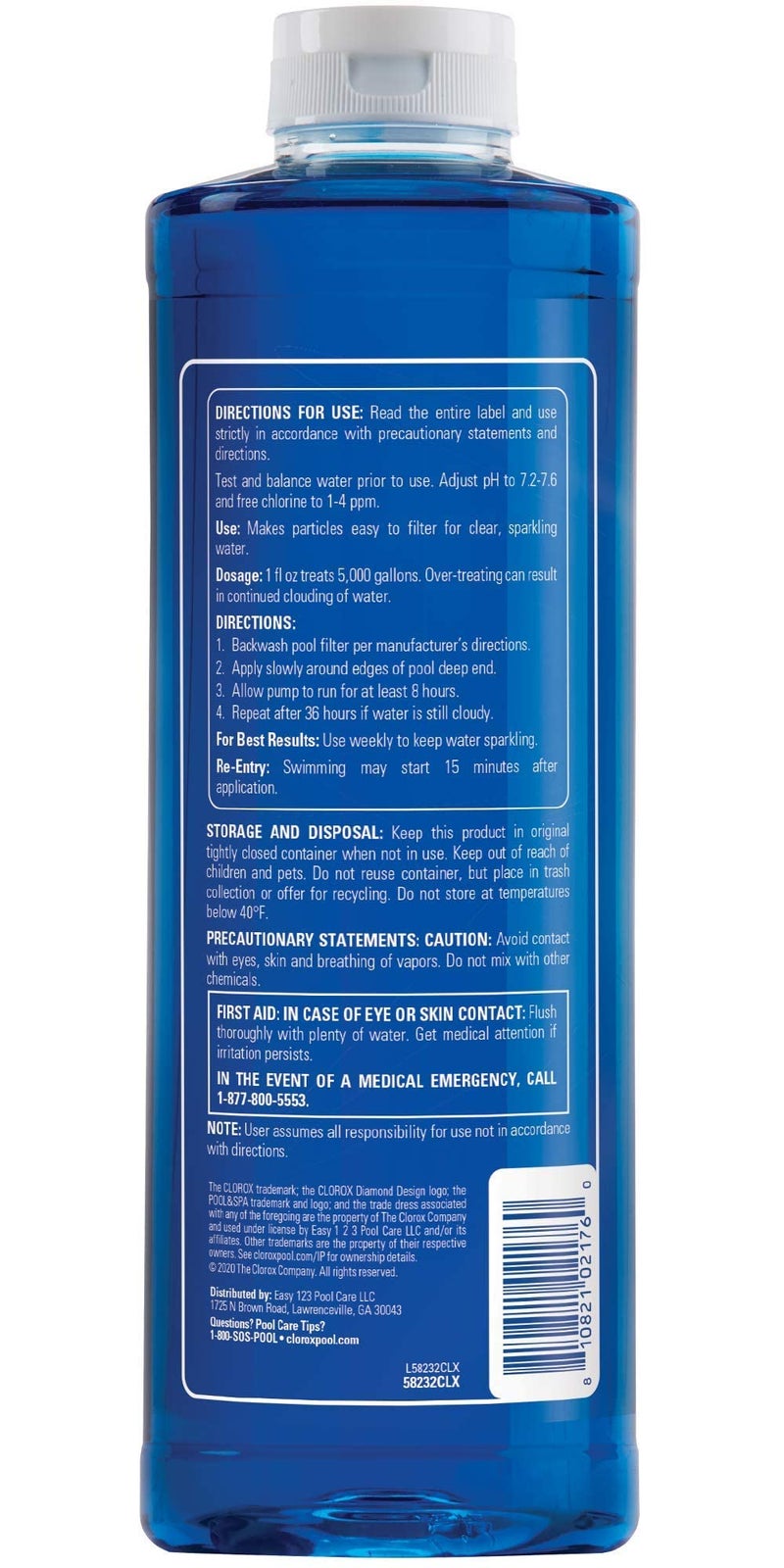 CLOROX POOL & Spa Clorox® Pool&Spa™ Swimming Pool Super Water Clarifier, Creates Crystal Clear Pool Water, 1 Quart (Pack of 1) - Image 1