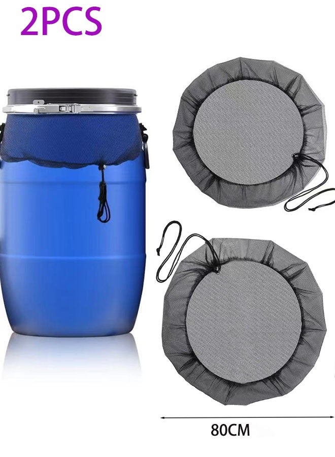 Geustos Mesh Cover for Rain Barrels 2pcs  Barrel Netting with Drawstring for Keeping Fallen Leaves and Debris Out of Your Rain Barrel Water Collection Buckets - Image 1