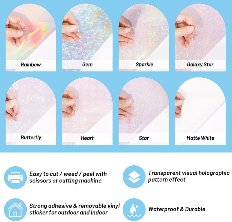 Holographic Sticker Paper Clear Overlay Lamination Vinyl Matte White Inkjet Printable Vinyl 8.26" x 11.69" A4 Size 36 sheets/Pack Laminate Sticker Film for Craft, Scrapbooking, Craft Cutters - Image 3