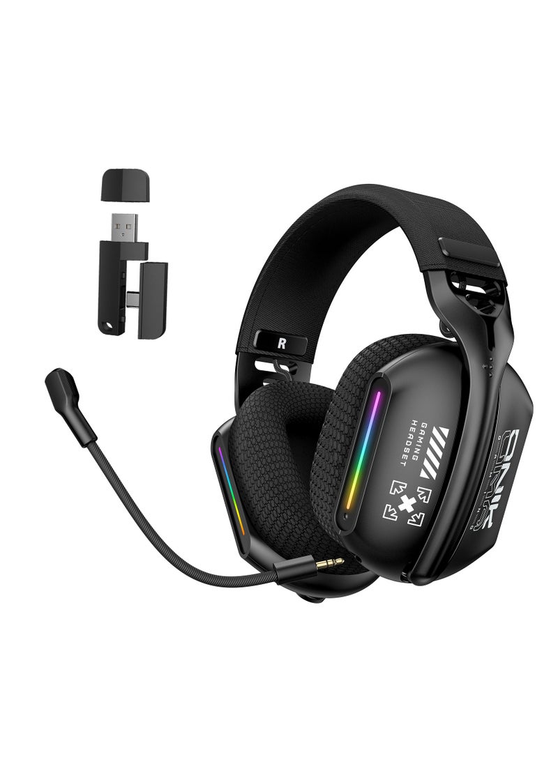 onikuma - Gaming Headset Wireless Tri-Mode Headset Bluetooth/2.4G for PC/Xbox/PS5/PS4/Switch/Tablet/Mobile, Ultra Low Latency Wireless Gamer Headphone with Microphone Phantom color RGB light effect - Image 1