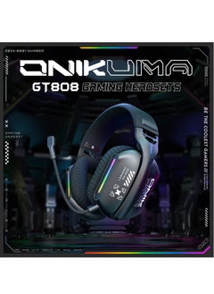 onikuma Gaming Headset Wireless Tri-Mode Headset Bluetooth/2.4G for PC/Xbox/PS5/PS4/Switch/Tablet/Mobile, Ultra Low Latency Wireless Gamer Headphone with Microphone Phantom color RGB light effect  - Image 3