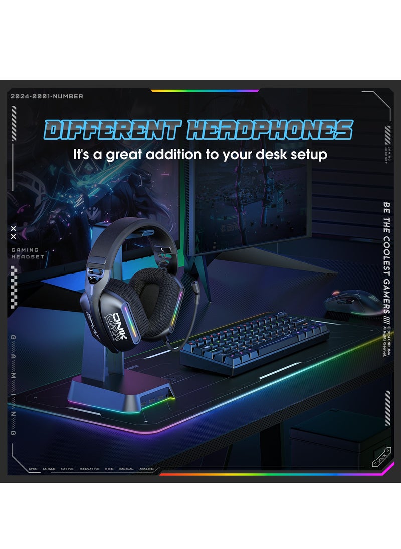 onikuma - Gaming Headset Wireless Tri-Mode Headset Bluetooth/2.4G for PC/Xbox/PS5/PS4/Switch/Tablet/Mobile, Ultra Low Latency Wireless Gamer Headphone with Microphone Phantom color RGB light effect - Image 1