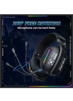 onikuma Gaming Headset Wireless Tri-Mode Headset Bluetooth/2.4G for PC/Xbox/PS5/PS4/Switch/Tablet/Mobile, Ultra Low Latency Wireless Gamer Headphone with Microphone Phantom color RGB light effect  - Image 5