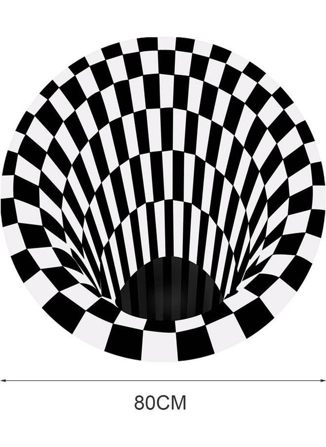 NIBEMINENT - Fashion 3D Printed Round Carpet White/Black 40.00 x 1.60x30.00cm - Image 1