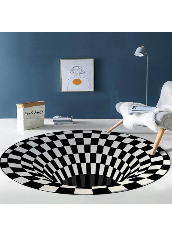 NIBEMINENT - Fashion 3D Printed Round Carpet White/Black 40.00 x 1.60x30.00cm - Image 1