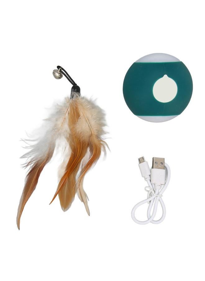 NIBEMINENT - Interactive Cat Toys Ball Relieve Boredom Bite Resistant Electric Automatic Moving Bouncing Rolling with Feather Green - Image 1