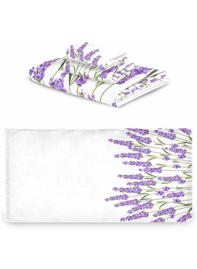 Naanle Beautiful Purple Lavender Flowers Soft Luxury Decorative Set of 3 Towels, 1 Bath Towel+1 Hand Towel+1 Washcloth, Multipurpose for Bathroom, Hotel, Gym, Spa and Beach - Image 2