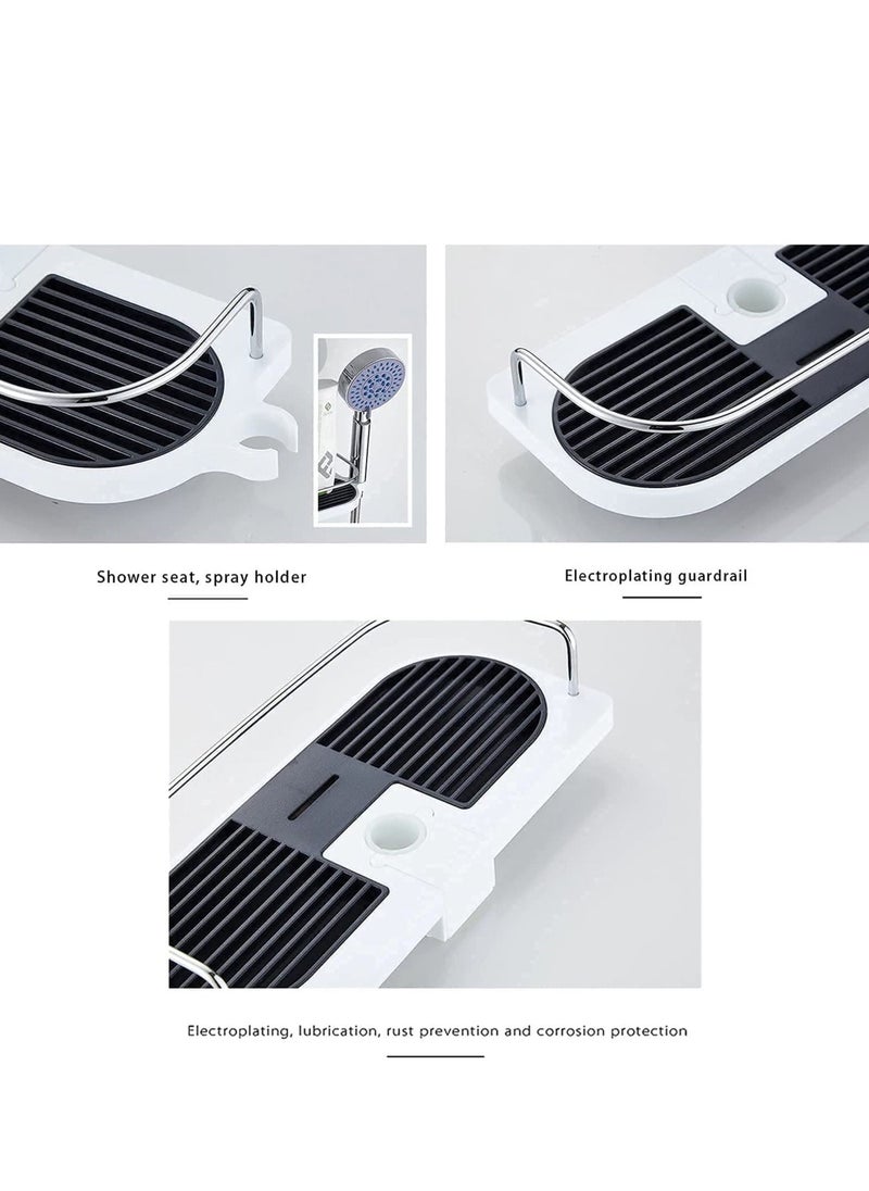 Y&D Bathroom Storage Shelf, Adjustable Shower Shelf No Punch Box Lift Tray Multifunctional Soap Dish Shampoo Gel Holder Snap-on Accessories (18-25mm)  - Image 4