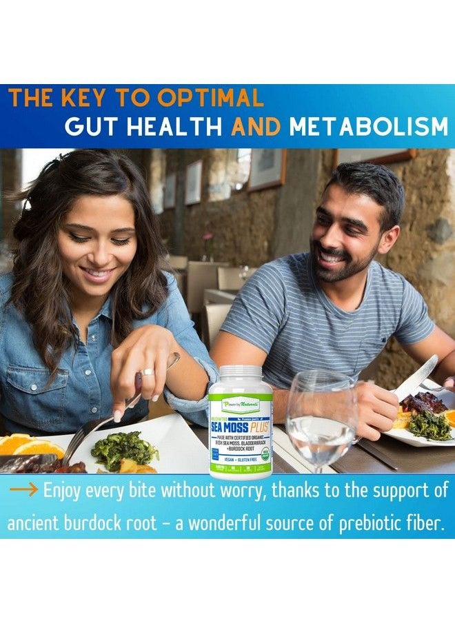 Power By Naturals - Certified Organic Sea Moss Plus (2Pk) Wildcrafted Irish Sea Moss And Bladderwrack Burdock Root Capsules Vegan Seamoss Pills For Cell Health No Filler Pure Sea Moss Capsules - Image 1