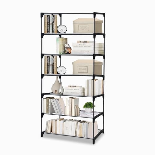 PHILOSHOP 7 Tier Metal Book Shelf Tall Narrow Storage Rack for Kids and Adults Modern Bookshelf Unit for Nursery, School, Home, and Office, Floor Mount Open - Image 1