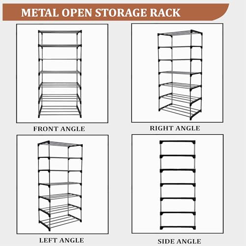 PHILOSHOP 7 Tier Metal Book Shelf Tall Narrow Storage Rack for Kids and Adults Modern Bookshelf Unit for Nursery, School, Home, and Office, Floor Mount Open - Image 5