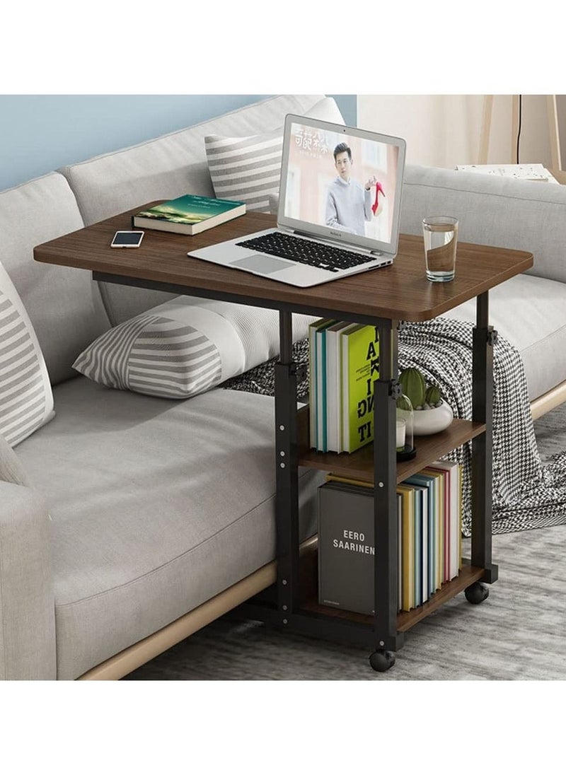 Generic - Home Office Desk Moveable Height Adjustable Modern Computer PC Notebook Writing Workstation Laptop Table with Wheels for Study Room Bedroom Living Room - Image 1