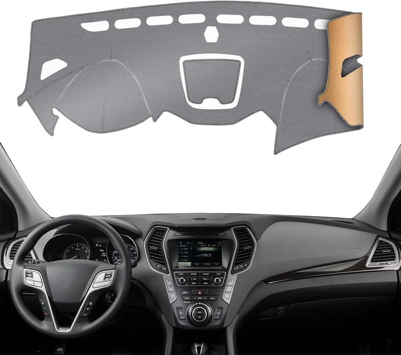 KEYOOG Dashboard Cover Dash Mat Fit for Hy-undai 2018-2013 Santa Fe,Santa Fe Sport (Without HUD Models),Car Dash Board Mat Anti-Glare Carpet,Non-Slip Pad Sunshield Protector (Grey) - Image 1