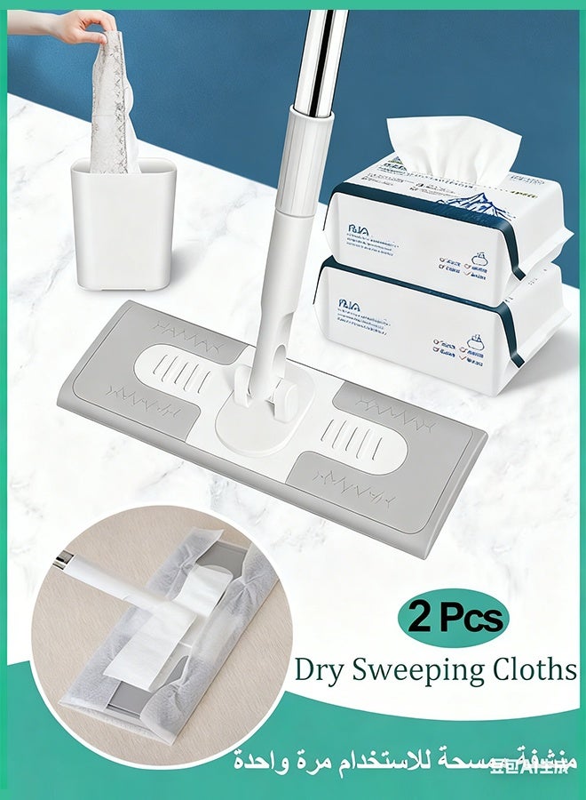2 Packs of Dry Sweeping Cloths, Disposable Pads for Floor  Mops, Dusting Cloths Electrostatic Cloths, Microfiber Mop Pads，Disposable Duster Refills Mops for Cleaning Hardwood Floor Dust, Disposable Paper Clean Dust & Hair for Floor, Window, Camera, TV, Wall ,Door, 30 Tablets Per Pack - Image 1