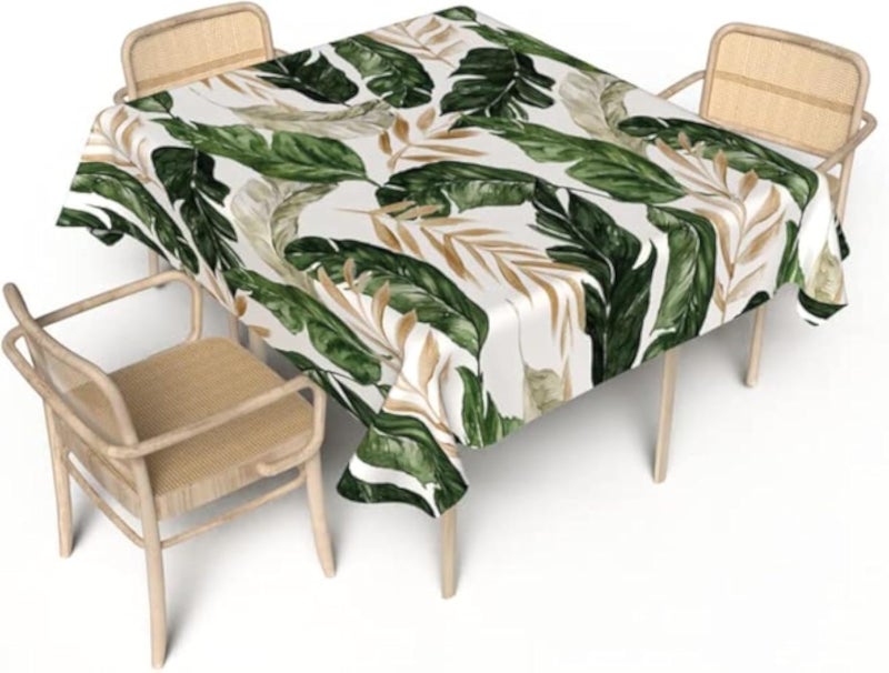 ART MOOD HOME Richy Leaf Tablecloth Waterproof POLYESTER FABRIC Multi color 140W x 140L CM