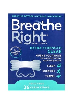 Breathe Right Nasal Strips Extra Strength Clear For Sensitive Skin 26 Clear Strips  - Image 1
