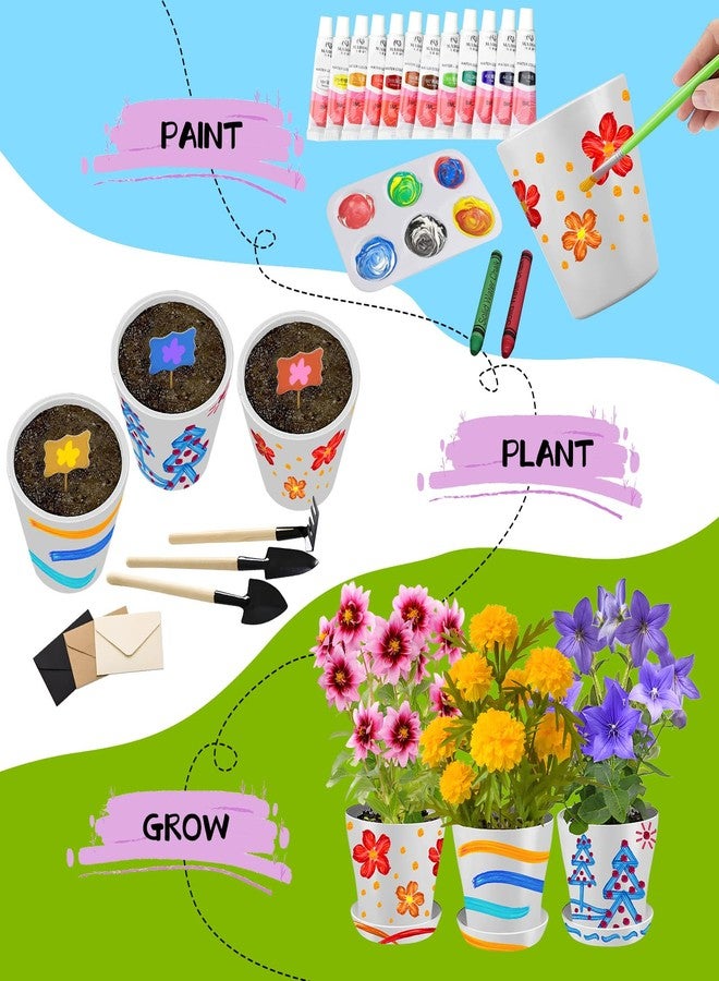 Ozzagar Paint & Plant Children’s Gardening Kit for Girls Boys Toys Garden Flower Gardening Gift for Kids Flower Pots Seeds Art Craft Grow Garden Planting Set for Kids Age 4 5 6 7 8 9 10 11 12 13 14 Years Old - Image 3
