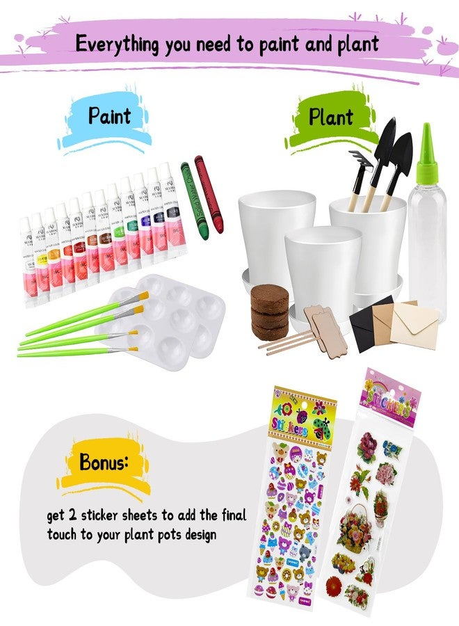 Ozzagar Paint & Plant Children’s Gardening Kit for Girls Boys Toys Garden Flower Gardening Gift for Kids Flower Pots Seeds Art Craft Grow Garden Planting Set for Kids Age 4 5 6 7 8 9 10 11 12 13 14 Years Old - Image 2